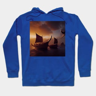 Viking Raiders on Longships Hoodie